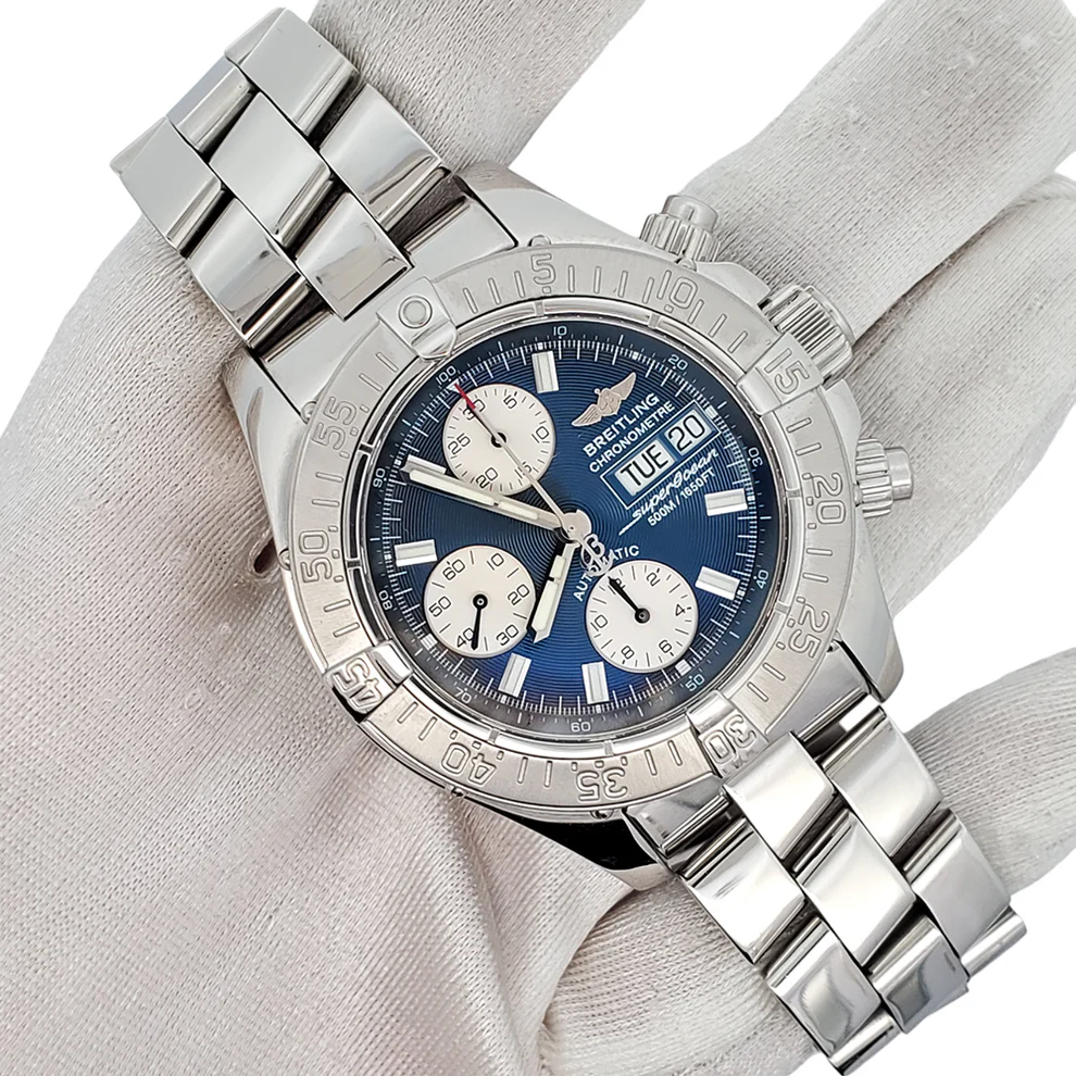 Orologio replica: Breitling Chrono SuperOcean Day-Date 42 mm, blu, concentrico, quadrante, acciaio — aggraziato – Foto 3