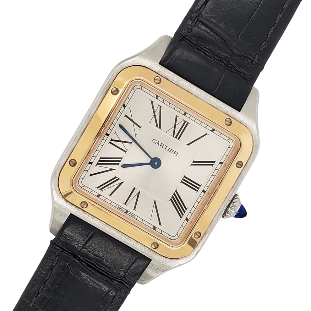 Replica Cartier Santos Dumont misura grande, acciaio e oro rosa
