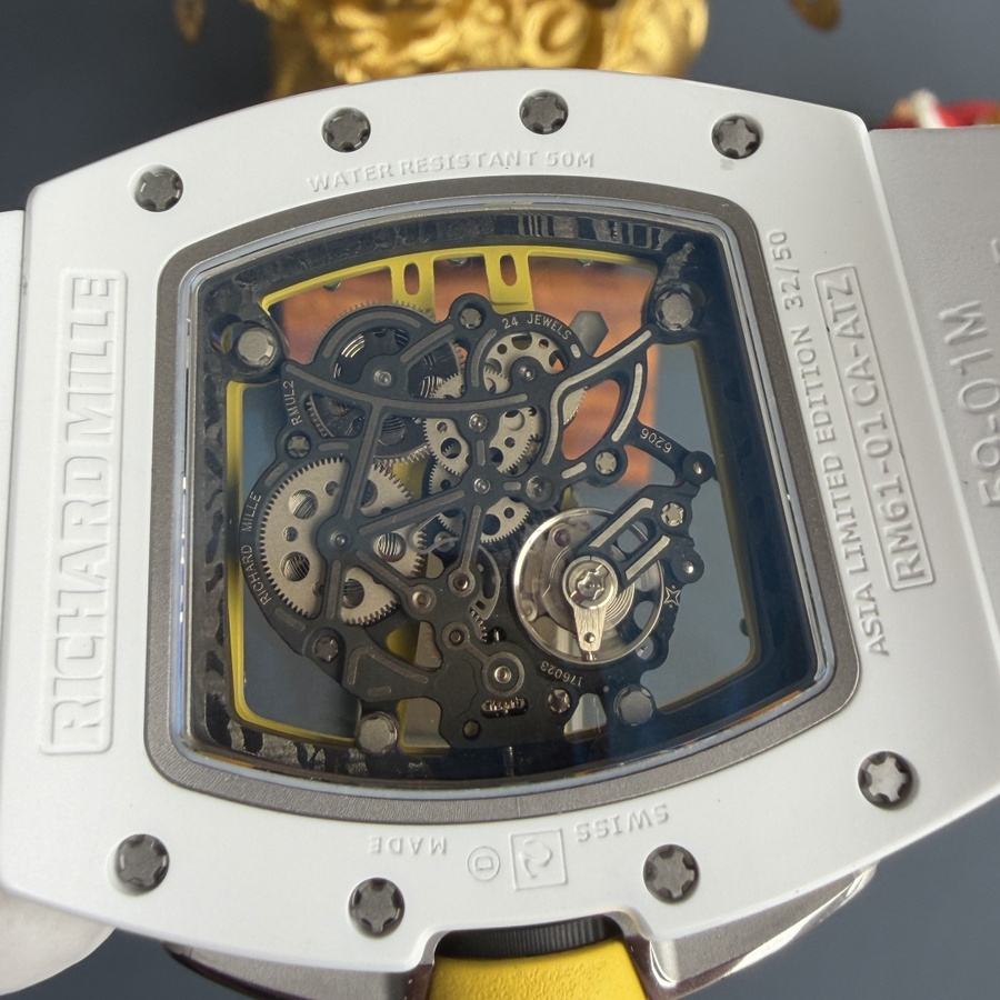 Orologio replica: Richard Mille RM 61-01, ceramica bianca, Asia, edizione limitata, movimento Vaucher, 42,7 mm X 50,23 mm — affascinante – Foto 8