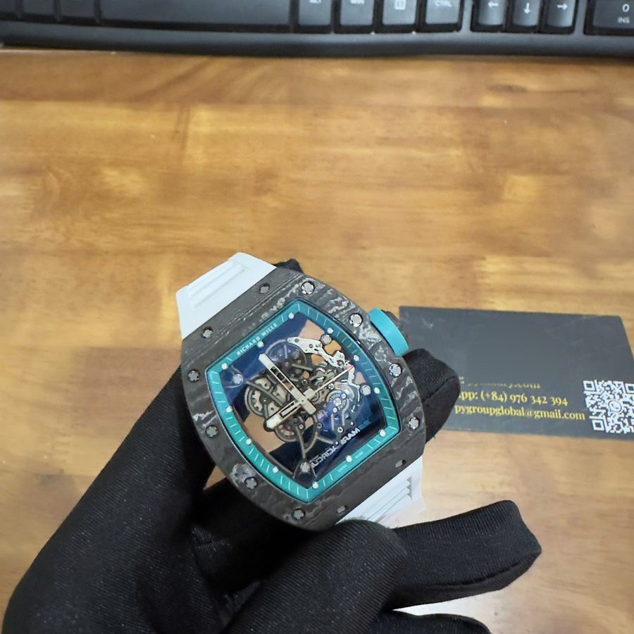 Orologio replica: Richard Mille RM055 Yas Marina Circuit, su misura, NTPT, fibra di carbonio, 1:1, movimento Vaucher — seducente – Foto 3