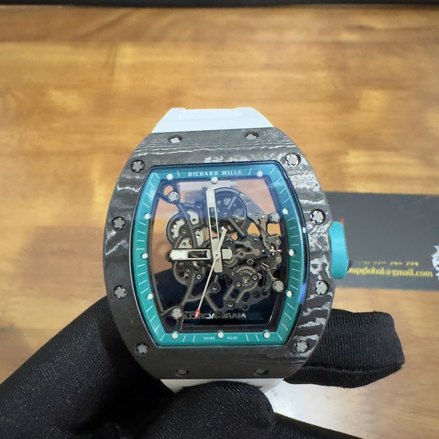 Orologio replica: Richard Mille RM055 Yas Marina Circuit, su misura, NTPT, fibra di carbonio, 1:1, movimento Vaucher — seducente – Foto 4