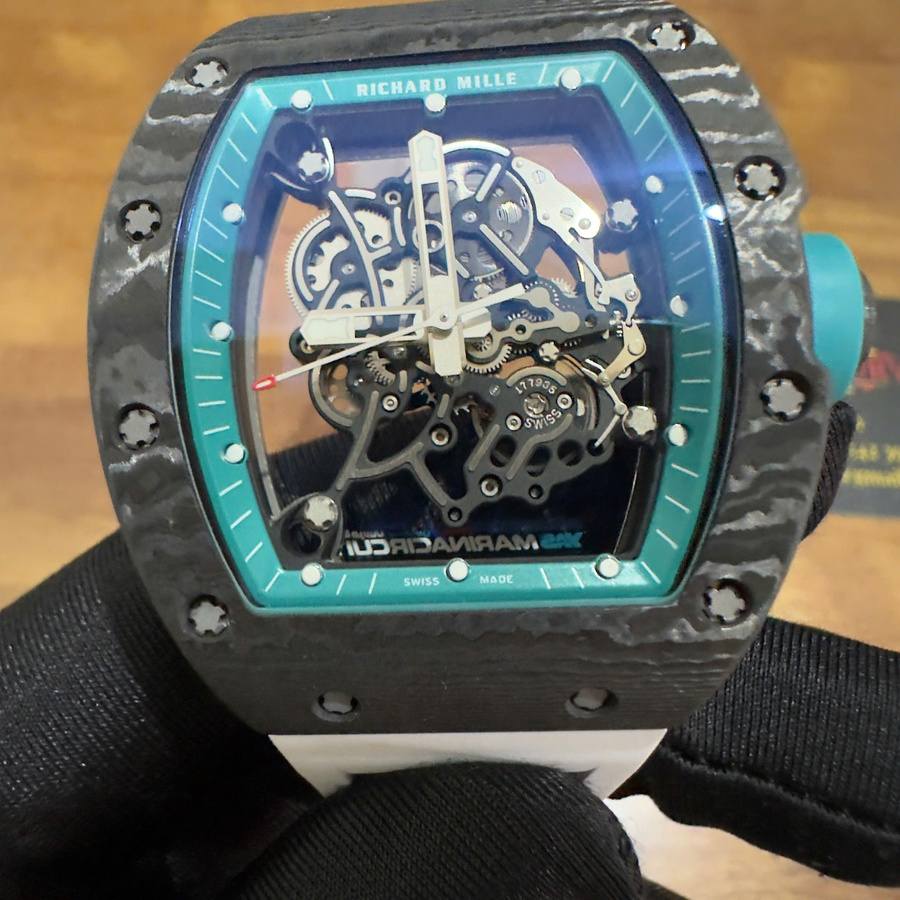 Orologio replica: Richard Mille RM055 Yas Marina Circuit, su misura, NTPT, fibra di carbonio, 1:1, movimento Vaucher — seducente – Foto 6