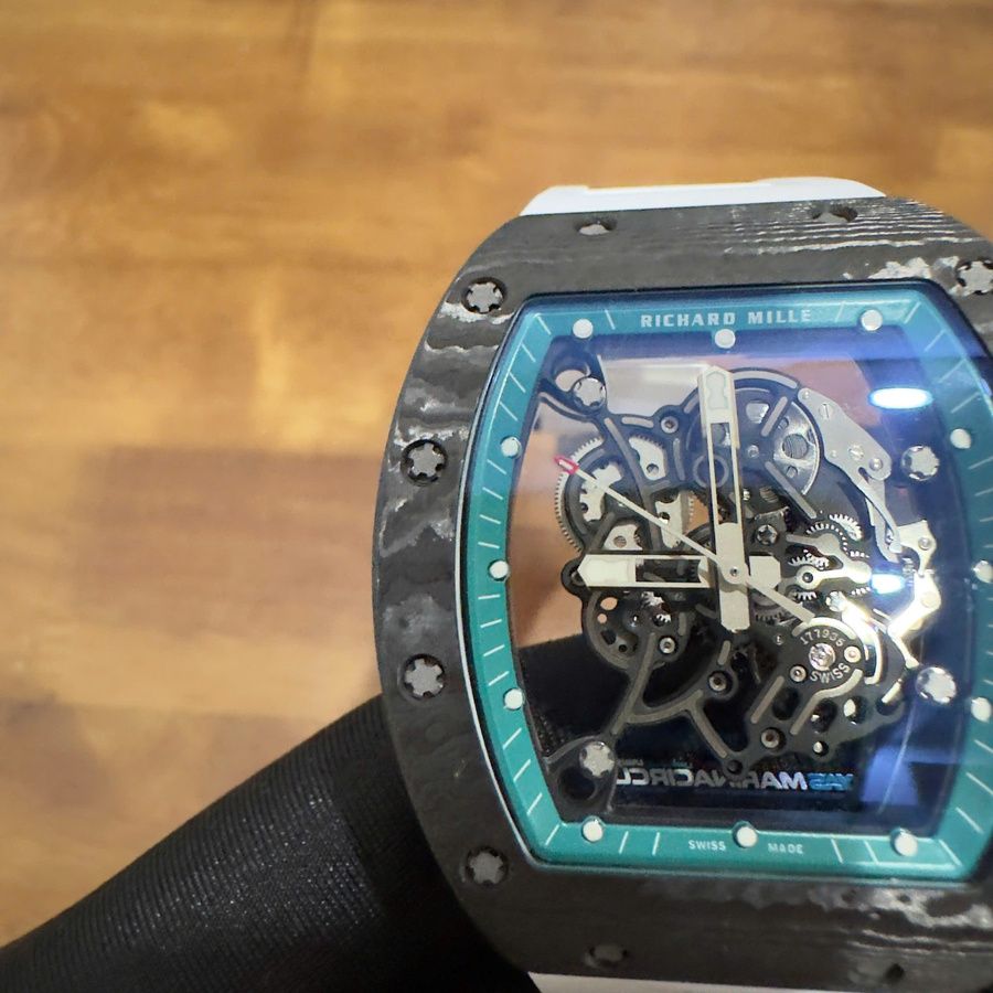 Orologio replica: Richard Mille RM055 Yas Marina Circuit, su misura, NTPT, fibra di carbonio, 1:1, movimento Vaucher — seducente – Foto 7