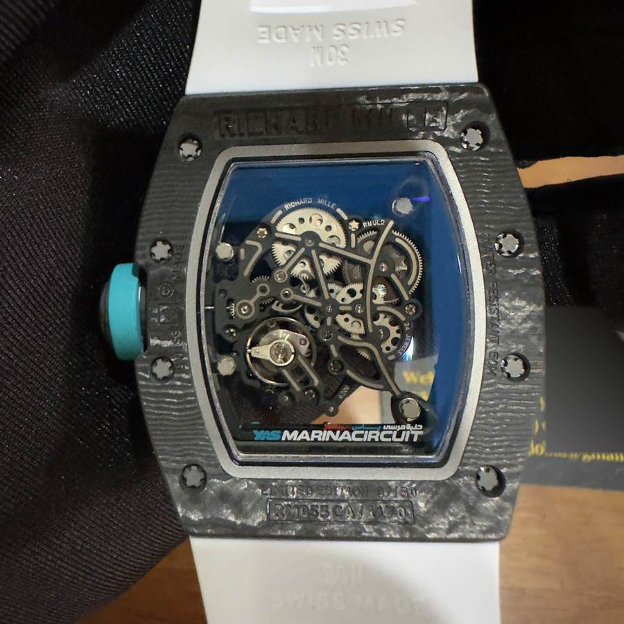 Orologio replica: Richard Mille RM055 Yas Marina Circuit, su misura, NTPT, fibra di carbonio, 1:1, movimento Vaucher — seducente – Foto 10