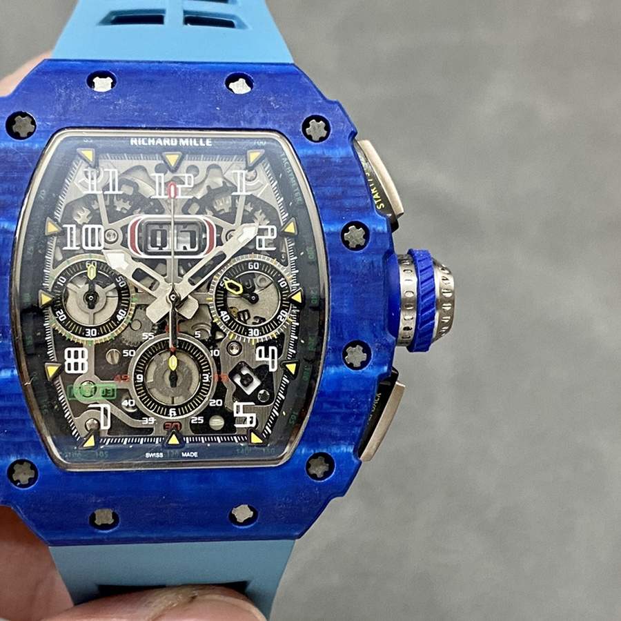 Orologio replica: Richard Mille RM 11-03 Jean Todt, 50° anniversario, cronografo, carbonio blu, fibra, KVF 49.94 X 44,5 mm — tra i più venduti – Foto 4