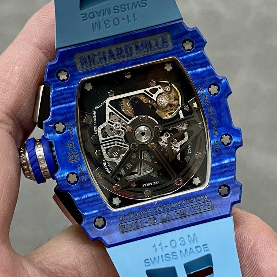 Orologio replica: Richard Mille RM 11-03 Jean Todt, 50° anniversario, cronografo, carbonio blu, fibra, KVF 49.94 X 44,5 mm — tra i più venduti – Foto 7