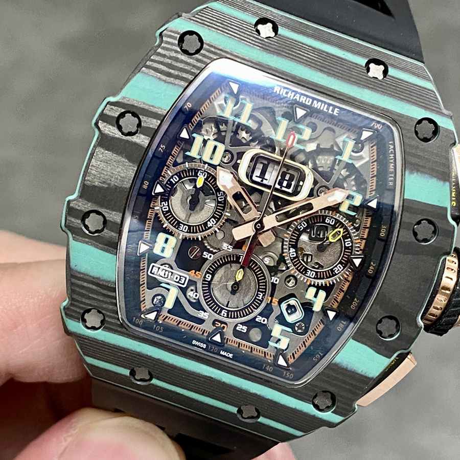 Orologio replica: Richard Mille RM 11-03 Ultimate, edizione, carbonio, turchese, Quartz TPT, edizione limitata, KVF 49.94 X 44,5 mm — dall’ottimo rapporto qualità-prezzo – Foto 3
