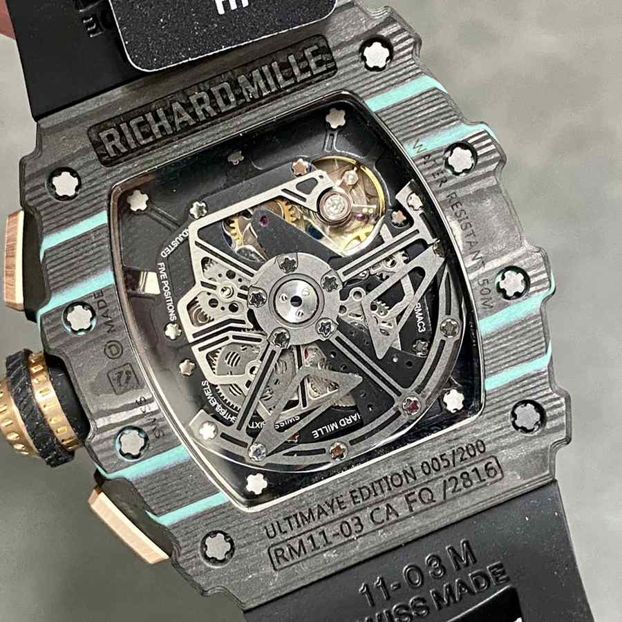 Orologio replica: Richard Mille RM 11-03 Ultimate, edizione, carbonio, turchese, Quartz TPT, edizione limitata, KVF 49.94 X 44,5 mm — dall’ottimo rapporto qualità-prezzo – Foto 7