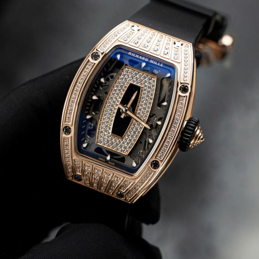 Orologio replica: Richard Mille RM 07-01, oro rosa, diamanti, onice, quadrante, cinturino in gomma, ZF 45.32 X 32,3 mm — classico – Foto 3