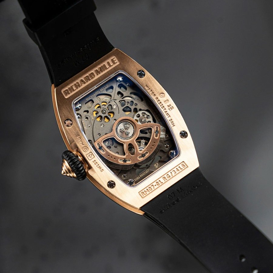 Orologio replica: Richard Mille RM 07-01, oro rosa, diamanti, onice, quadrante, cinturino in gomma, ZF 45.32 X 32,3 mm — classico – Foto 7