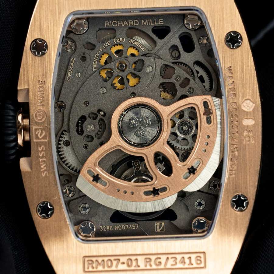 Orologio replica: Richard Mille RM 07-01, oro rosa, diamanti, onice, quadrante, cinturino in gomma, ZF 45.32 X 32,3 mm — classico – Foto 8