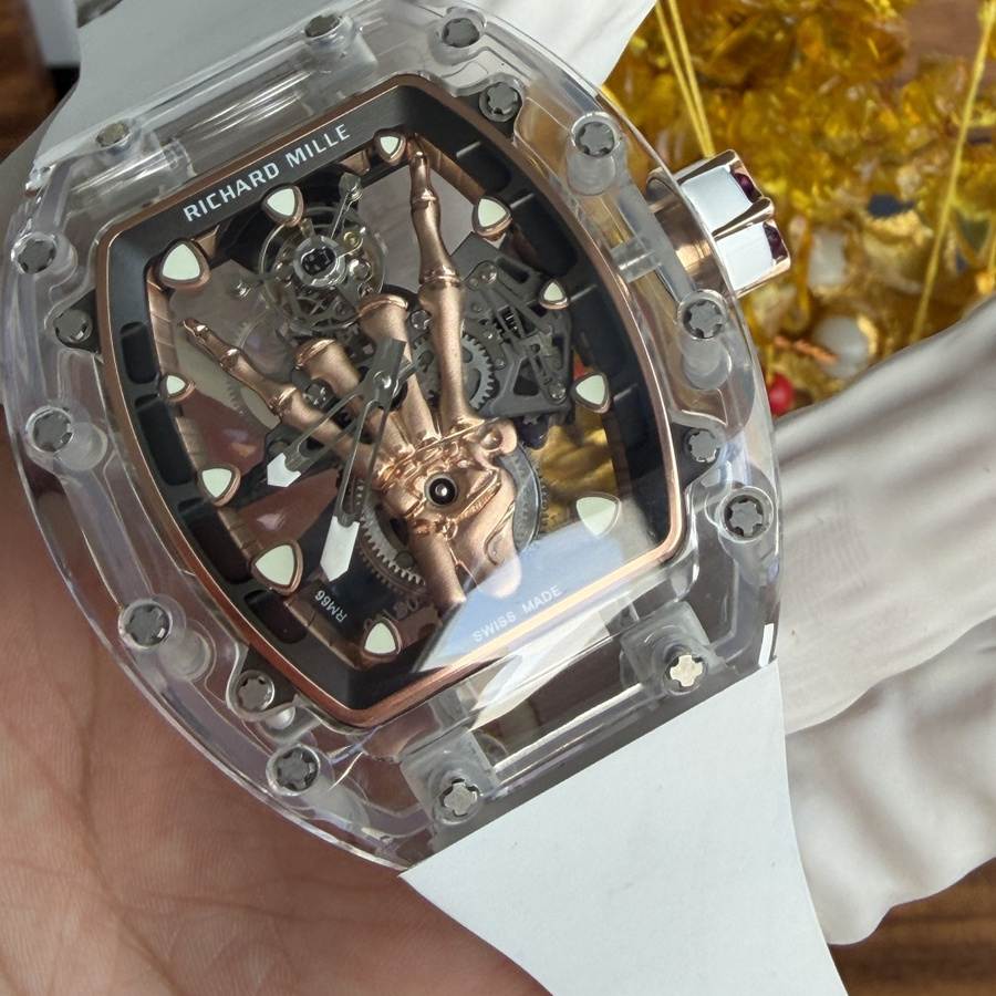 Orologio replica: Richard Mille RM 66, volante, tourbillon, su misura, autentico, bianco, zaffiro, 42,7 mm X 49,94 mm — conveniente – Foto 5