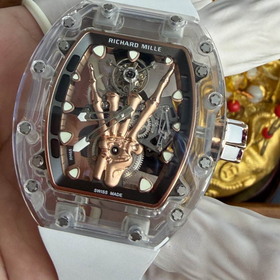 Orologio replica: Richard Mille RM 66, volante, tourbillon, su misura, autentico, bianco, zaffiro, 42,7 mm X 49,94 mm — conveniente – Foto 6