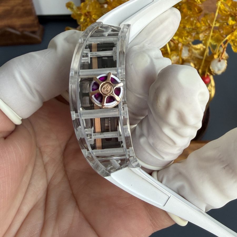 Orologio replica: Richard Mille RM 66, volante, tourbillon, su misura, autentico, bianco, zaffiro, 42,7 mm X 49,94 mm — conveniente – Foto 8