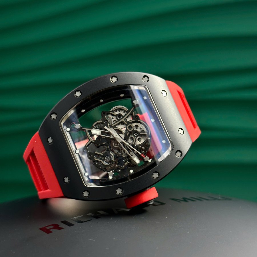 Orologio replica: Richard Mille RM 055 Bubba Watson, ceramica nera, braccialetto di gomma rosso, 42,7 mm — tra i preferiti dei clienti – Foto 3