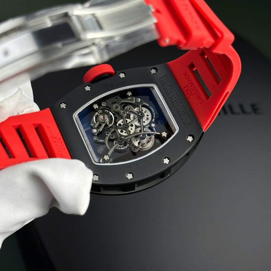 Orologio replica: Richard Mille RM 055 Bubba Watson, ceramica nera, braccialetto di gomma rosso, 42,7 mm — tra i preferiti dei clienti – Foto 7