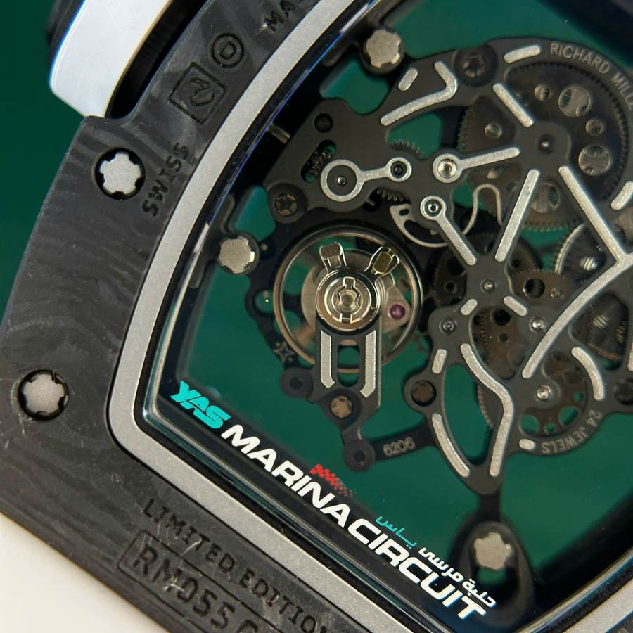 Orologio replica: 1:1 Richard Mille RM055 Yas Marina Circuit Carbon TPT, braccialetto di gomma bianco, ZF, manifattura, 42,7 mm — di prima scelta – Foto 12
