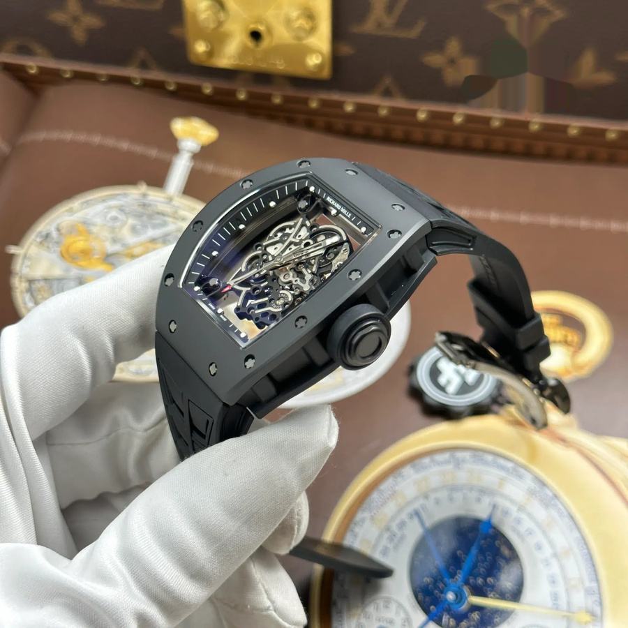 Orologio replica: Richard Mille RM 055 Bubba Watson, interamente nero, ceramica, cinturino in gomma, ZF 42,7 mm — spettacolare – Foto 3