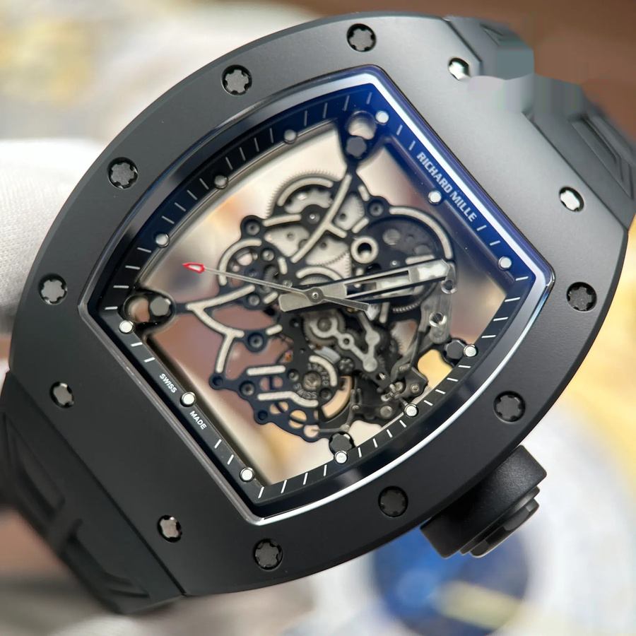 Orologio replica: Richard Mille RM 055 Bubba Watson, interamente nero, ceramica, cinturino in gomma, ZF 42,7 mm — spettacolare – Foto 4