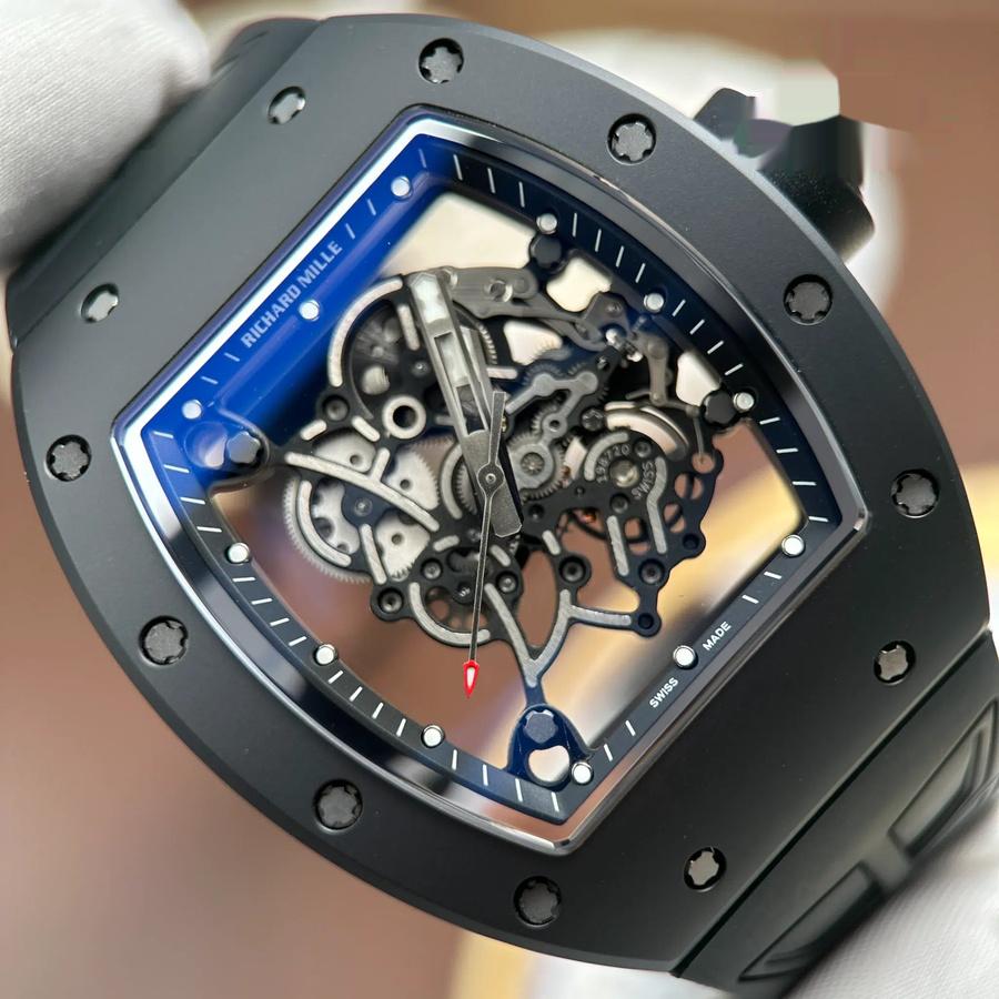 Orologio replica: Richard Mille RM 055 Bubba Watson, interamente nero, ceramica, cinturino in gomma, ZF 42,7 mm — spettacolare – Foto 5