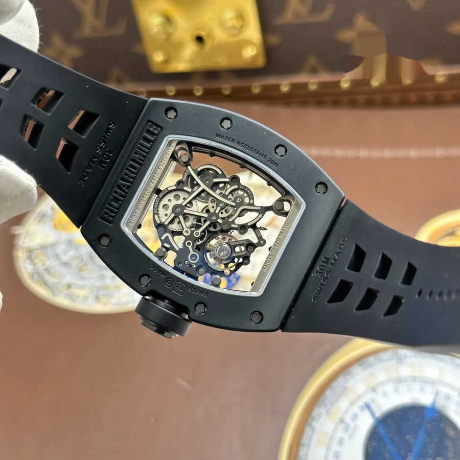 Orologio replica: Richard Mille RM 055 Bubba Watson, interamente nero, ceramica, cinturino in gomma, ZF 42,7 mm — spettacolare – Foto 11