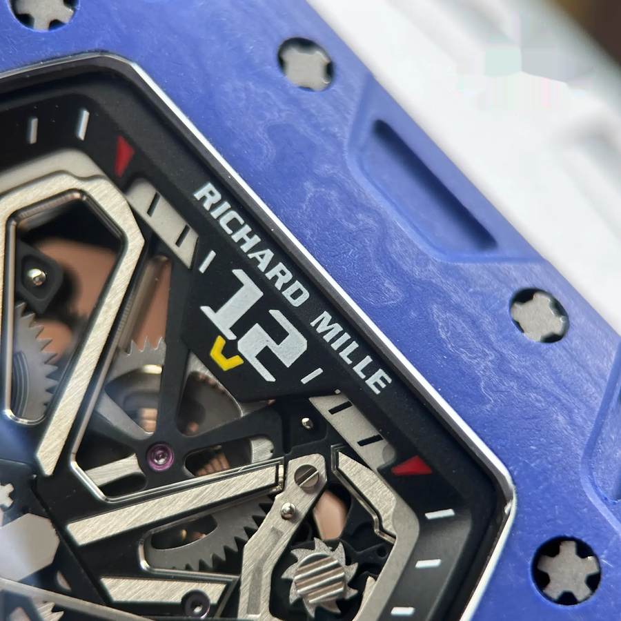 Orologio replica: Richard Mille RM 35-03 Rafael Nadal, blu, Quartz TPT, braccialetto di gomma bianco, 43,2 mm X 50 mm — eccezionale – Foto 5