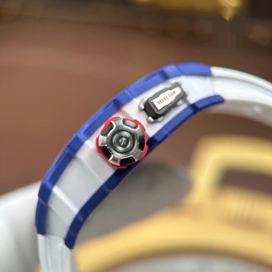 Orologio replica: Richard Mille RM 35-03 Rafael Nadal, blu, Quartz TPT, braccialetto di gomma bianco, 43,2 mm X 50 mm — eccezionale – Foto 7