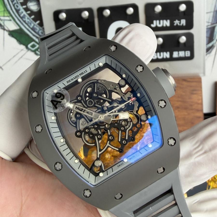 Orologio replica: Richard Mille RM 055, interamente grigio, Boutique, edizione, movimento Vaucher, 42.7 X 49,9 mm — iconico – Foto 3