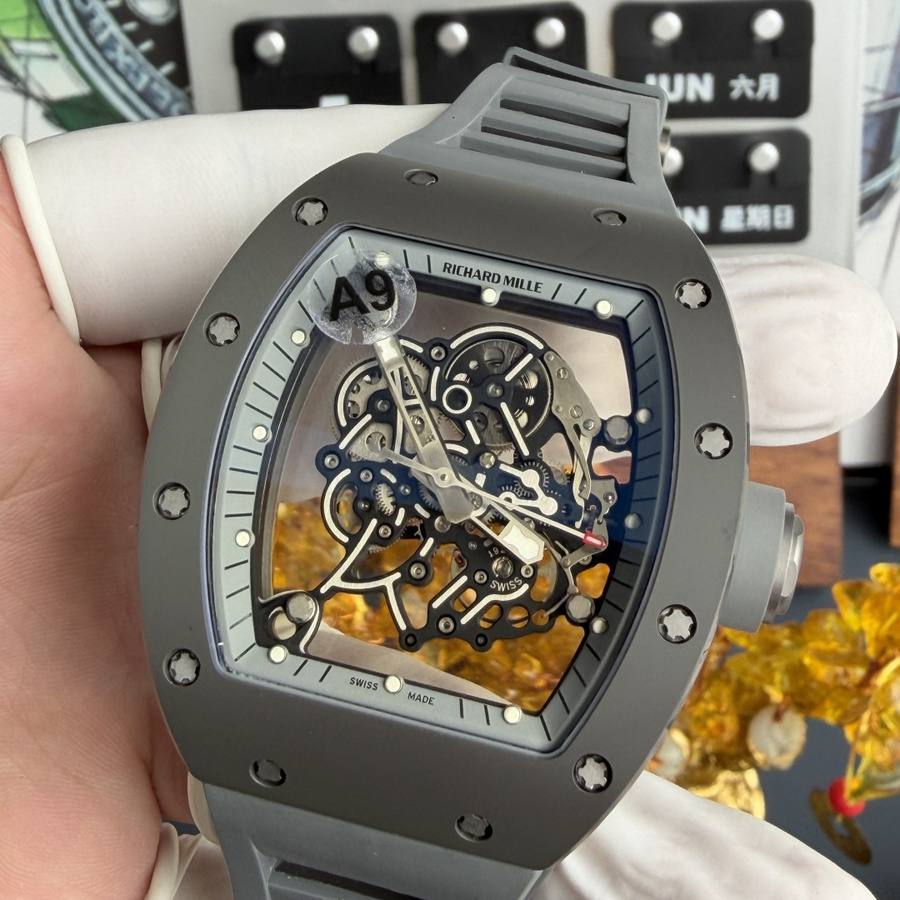 Orologio replica: Richard Mille RM 055, interamente grigio, Boutique, edizione, movimento Vaucher, 42.7 X 49,9 mm — iconico – Foto 4