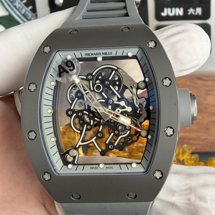 Orologio replica: Richard Mille RM 055, interamente grigio, Boutique, edizione, movimento Vaucher, 42.7 X 49,9 mm — iconico – Foto 5