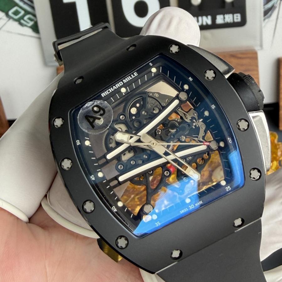 Orologio replica: Richard Mille RM 61-01 Yohan Blake, interamente nero, movimento Vaucher, 42,7 mm X 50,23 mm — affascinante – Foto 3