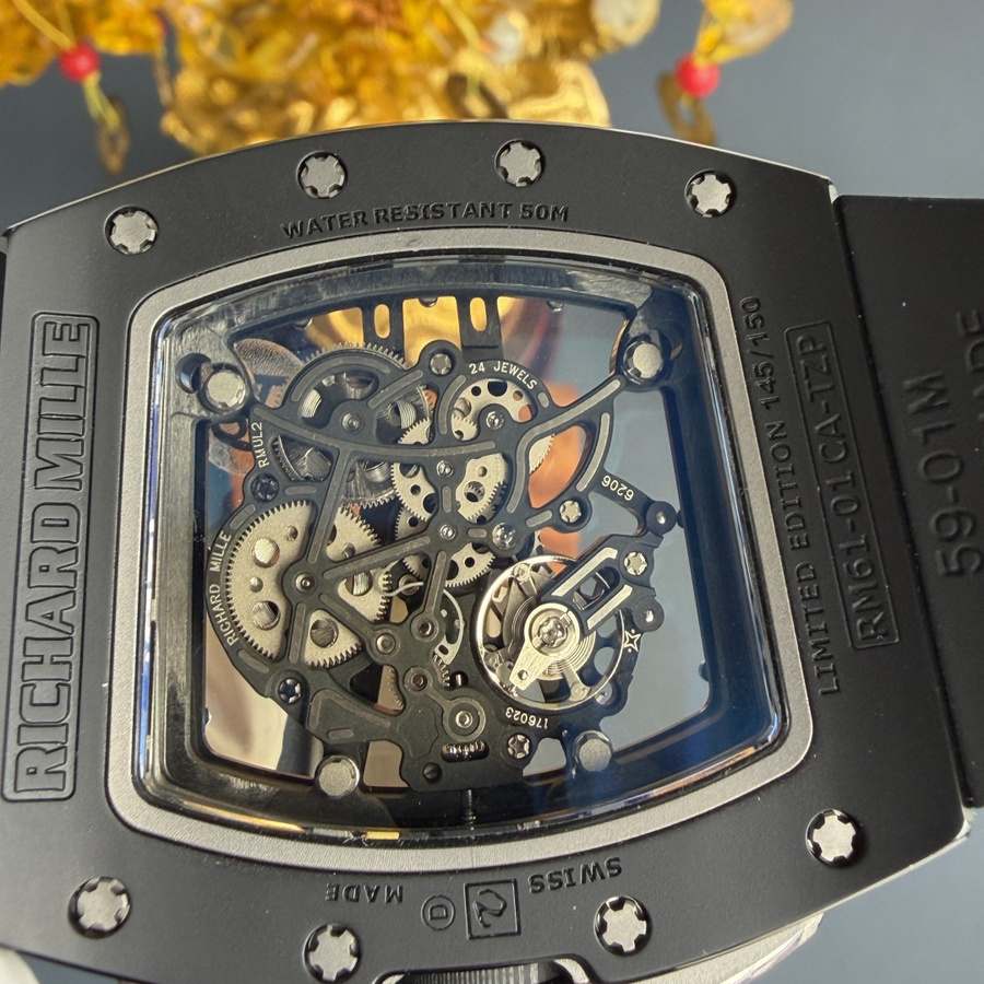 Orologio replica: Richard Mille RM 61-01 Yohan Blake, interamente nero, movimento Vaucher, 42,7 mm X 50,23 mm — affascinante – Foto 8