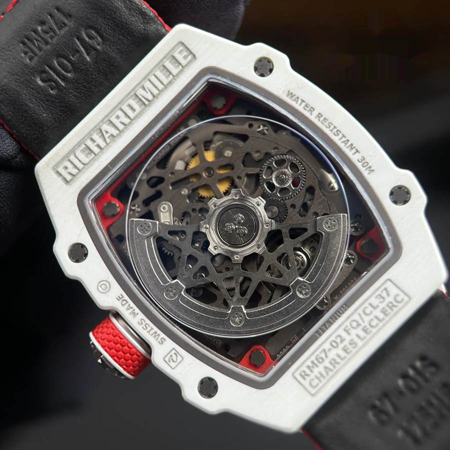 Orologio replica: Richard Mille RM 67-02 Charles Leclerc Monaco, rosso, bianco, Quartz TPT 38.7 X 47,52 mm — alla moda – Foto 10