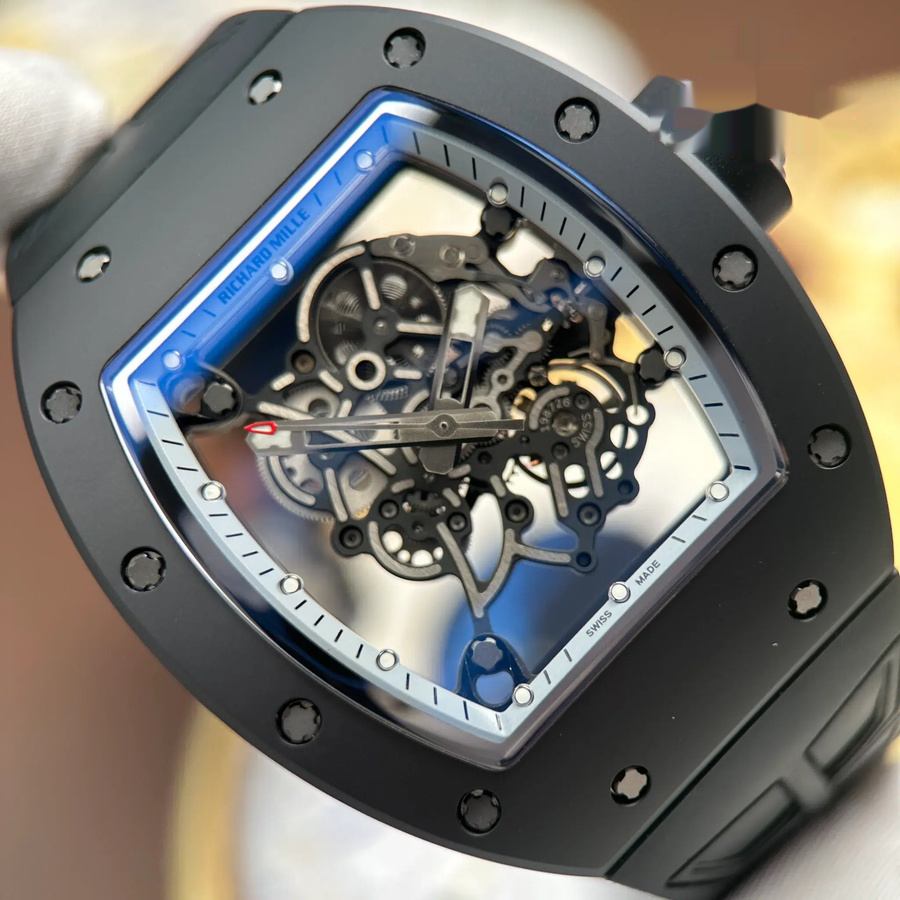 Orologio replica: Richard Mille RM 055 Bubba Watson, ceramica nera, Asia, Exclusive 50, pezzi, cinturino in gomma, ZF 42,7 mm — molto richiesto – Foto 4