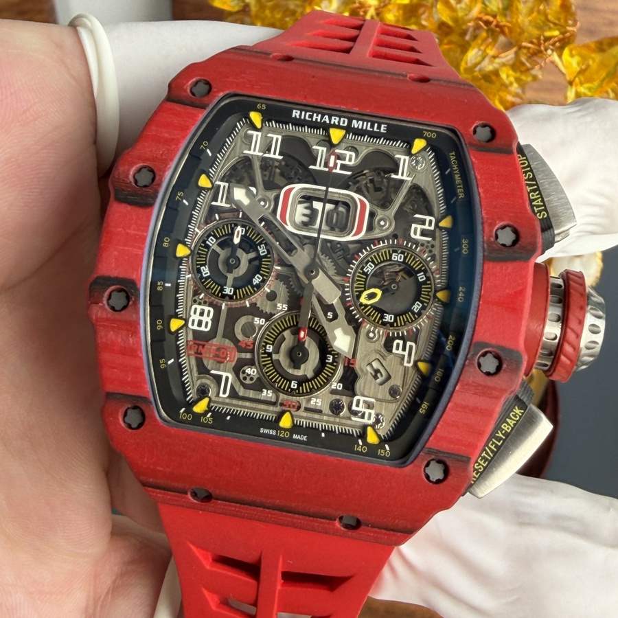 Orologio replica: Richard Mille RM 11-03, rosso, Quartz TPT, automatico, cronografo, 49.94 X 44,5 mm — finemente realizzato – Foto 4