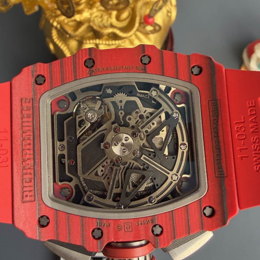 Orologio replica: Richard Mille RM 11-03, rosso, Quartz TPT, automatico, cronografo, 49.94 X 44,5 mm — finemente realizzato – Foto 8