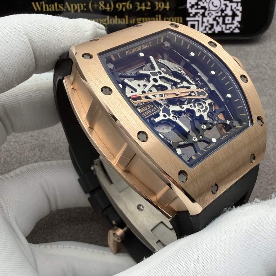 Orologio replica: Richard Mille RM 035, su misura, 18K, massiccio, oro, movimento Vaucher, 39,7 mm X 48 mm — di alta gamma – Foto 8