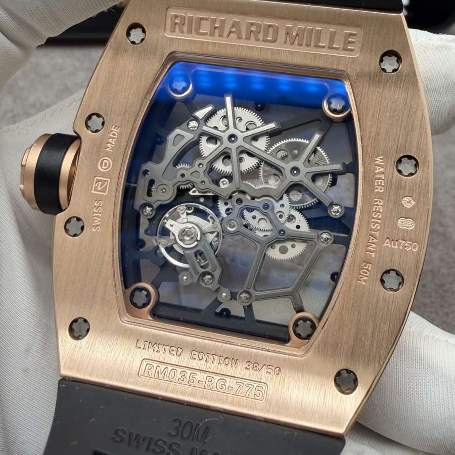 Orologio replica: Richard Mille RM 035, su misura, 18K, massiccio, oro, movimento Vaucher, 39,7 mm X 48 mm — di alta gamma – Foto 12