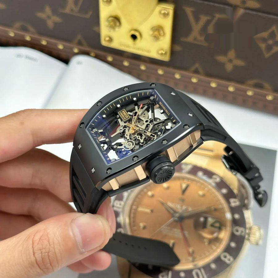 Orologio replica: Richard Mille RM 035 Black Toro, ceramica, &, oro rosa, quadrante scheletrato, cinturino in gomma, ZF, manifattura, 39,7 mm X 48 mm — di alta qualità – Foto 3