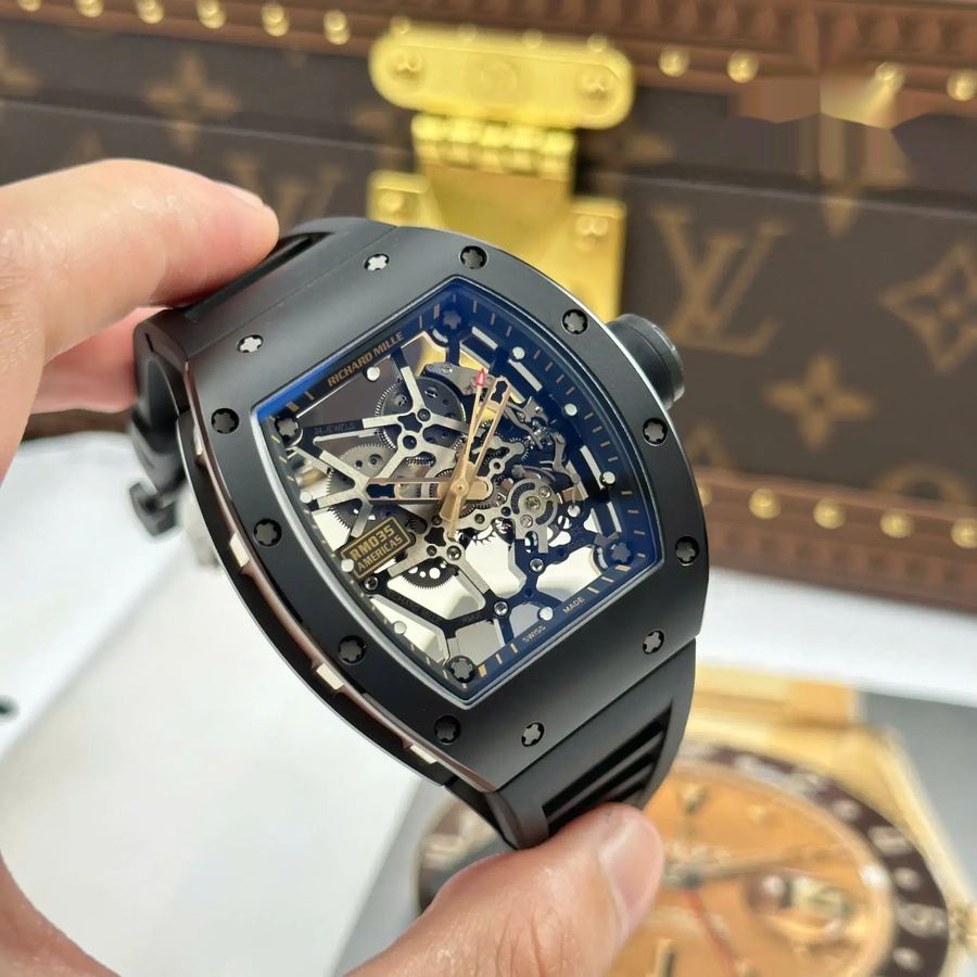 Orologio replica: Richard Mille RM 035 Black Toro, ceramica, &, oro rosa, quadrante scheletrato, cinturino in gomma, ZF, manifattura, 39,7 mm X 48 mm — di alta qualità – Foto 4