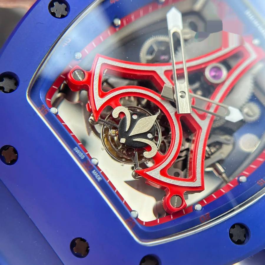 Orologio replica: Richard Mille RM 52-03 Paris Saint-Germain, tourbillon, ceramica blu, cinturino in gomma, 48 mm X 39,3 mm — conveniente – Foto 6
