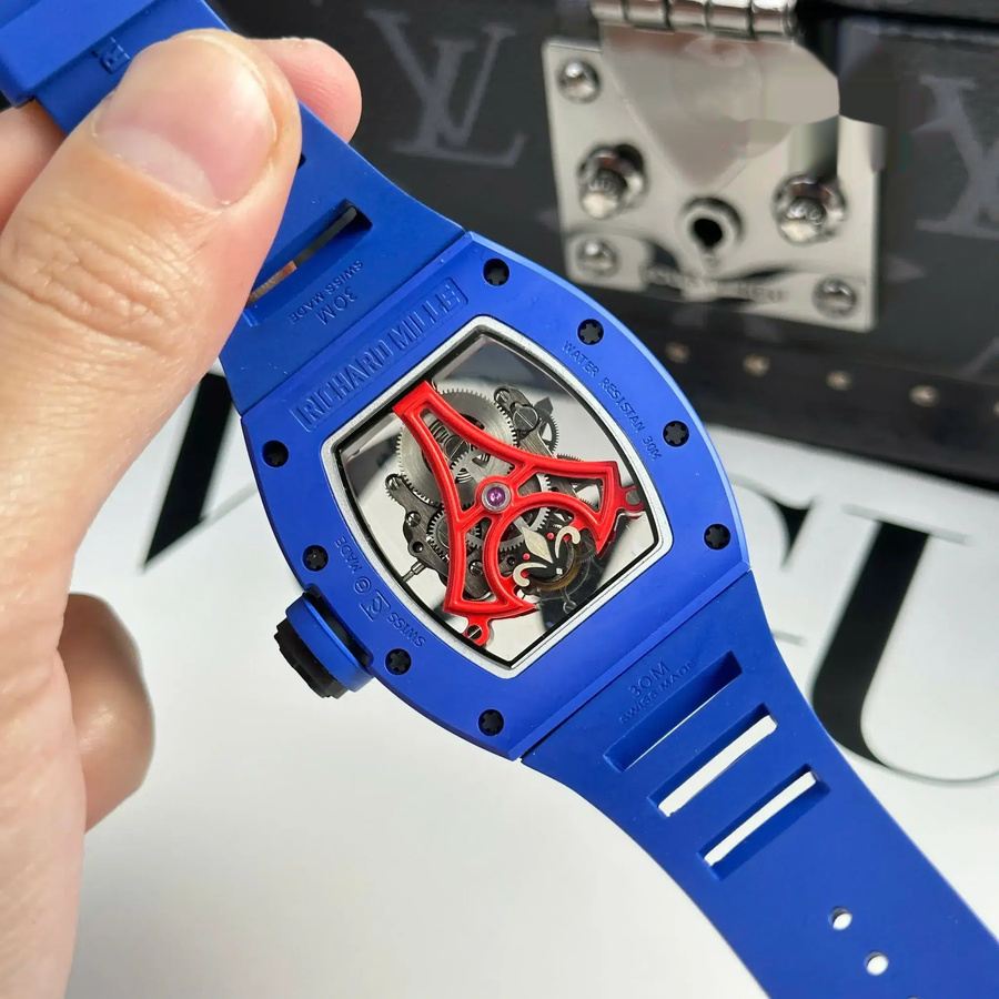 Orologio replica: Richard Mille RM 52-03 Paris Saint-Germain, tourbillon, ceramica blu, cinturino in gomma, 48 mm X 39,3 mm — conveniente – Foto 9
