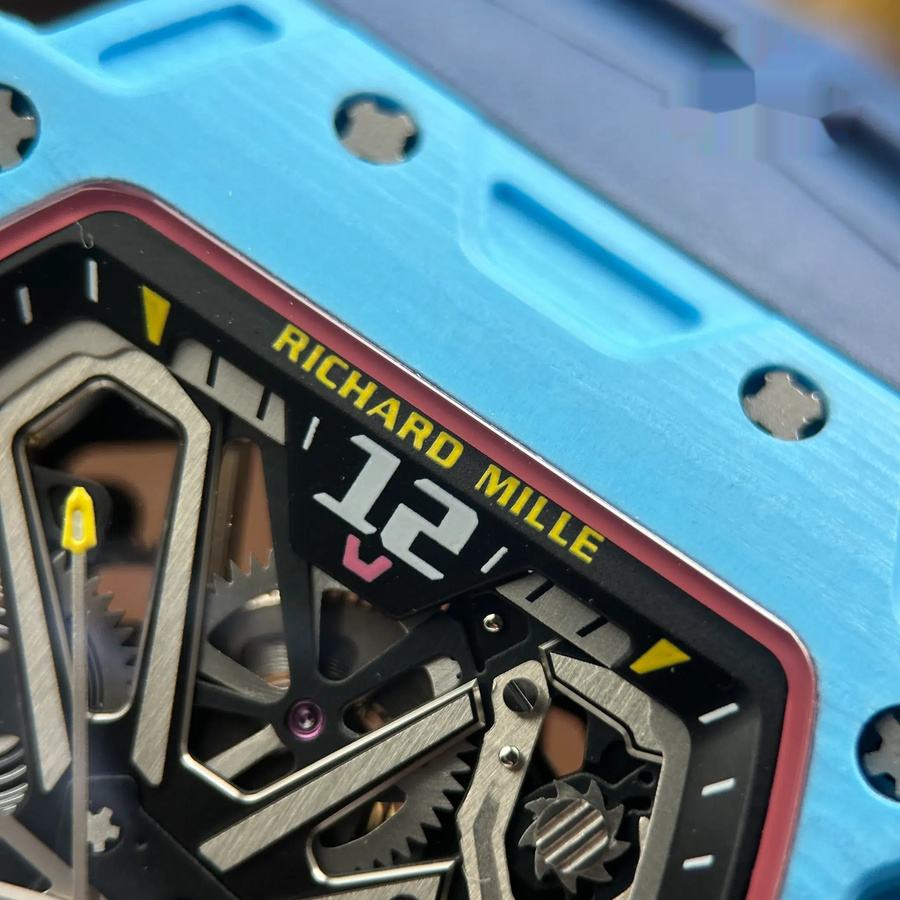Orologio replica: Richard Mille RM35-03 Rafael Nadal, pastel, blu, Quartz TPT, cinturino in gomma, 43,2 mm X 50 mm — di lusso – Foto 6
