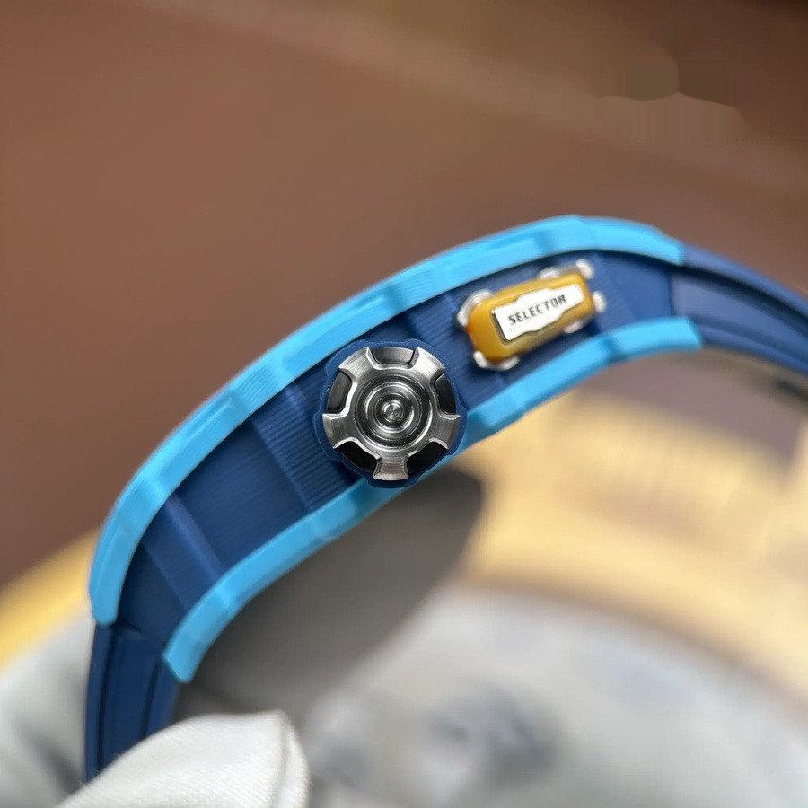 Orologio replica: Richard Mille RM35-03 Rafael Nadal, pastel, blu, Quartz TPT, cinturino in gomma, 43,2 mm X 50 mm — di lusso – Foto 10