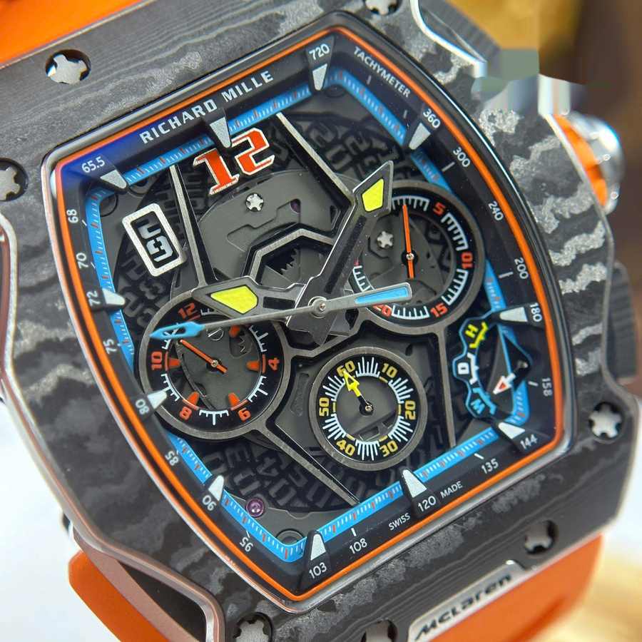 Orologio replica: Richard Mille RM 65-01 McLaren, cronografo, fibra di carbonio, quadrante scheletrato, cinturino in gomma, 44,5 mm X 49,9 mm — d’eccezione – Foto 5
