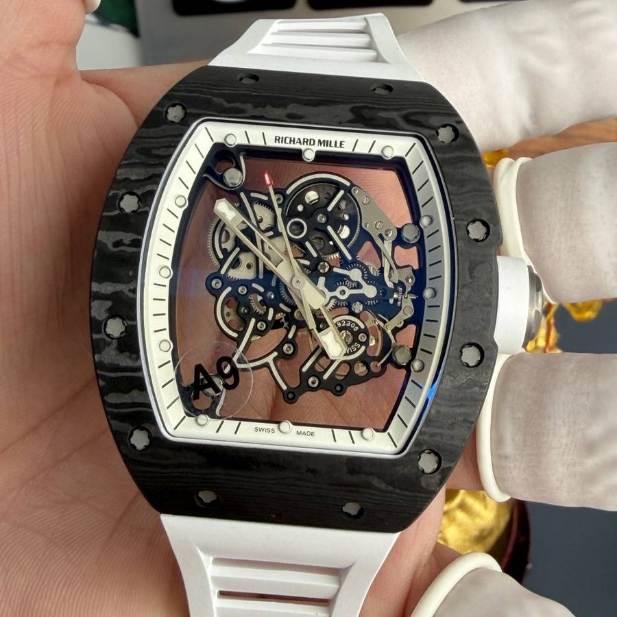 Orologio replica: Richard Mille RM 055 Bubba Watson, bianco, Carbon NTPT, movimento Vaucher, 42,7 mm X 49,9 mm — popolare – Foto 4