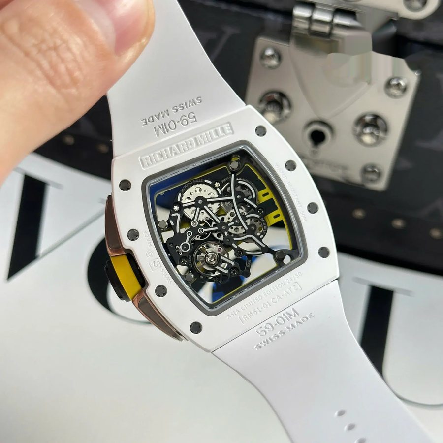 Orologio replica: Richard Mille RM 61-01 Yohan Blake, Asia, edizione limitata, ceramica bianca, ZF 42,7 mm X 50,23 mm — di prima categoria – Foto 11