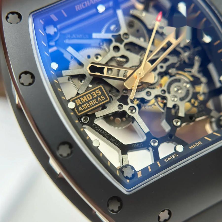 Orologio replica: Richard Mille RM 035, ceramica nera, cassa, di alta qualità, cinturino, Z, manifattura, 39,7 mm X 48 mm — premium – Foto 8
