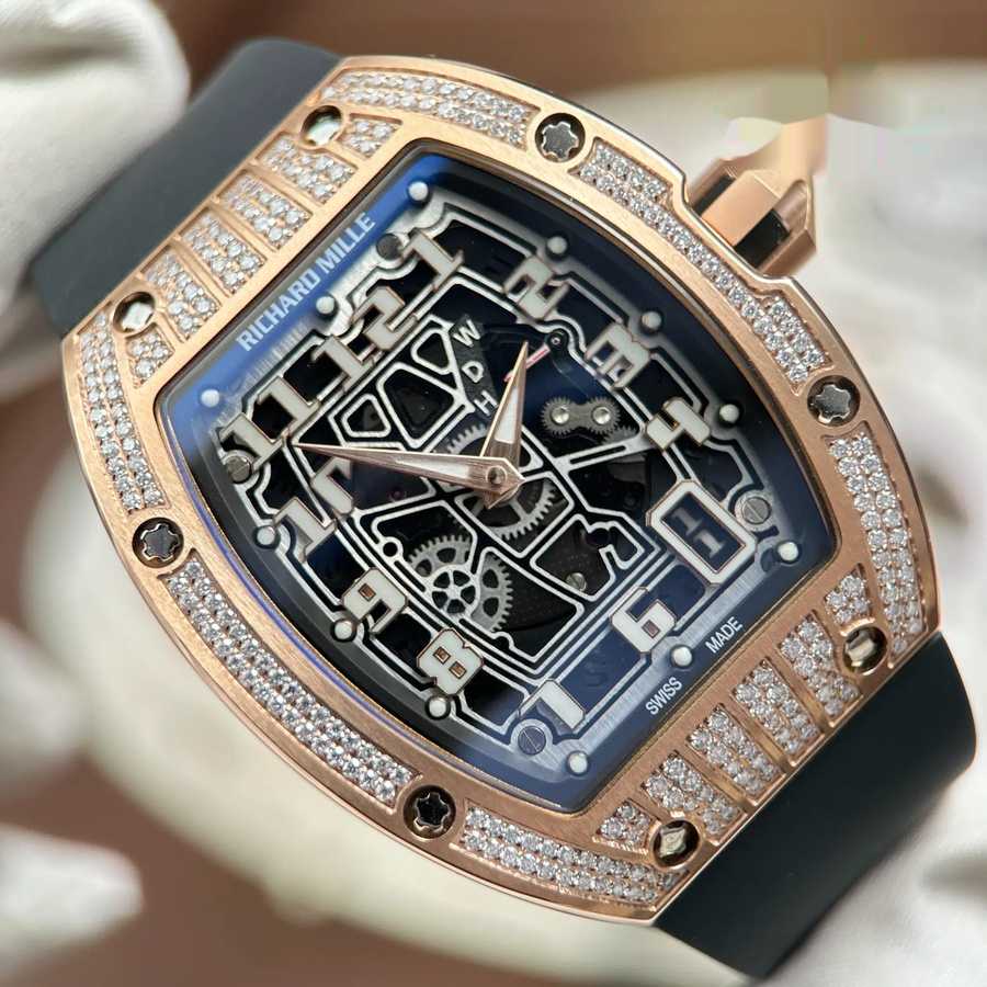 Orologio replica: Richard Mille RM 67-01, ultrapiatto, oro rosa, con, pietre preziose, moissanite, 38,7 mm X 47,5 mm — di qualità – Foto 4