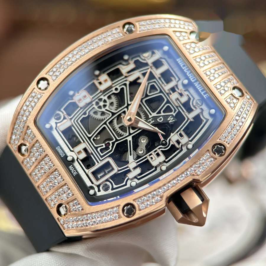 Orologio replica: Richard Mille RM 67-01, ultrapiatto, oro rosa, con, pietre preziose, moissanite, 38,7 mm X 47,5 mm — di qualità – Foto 5